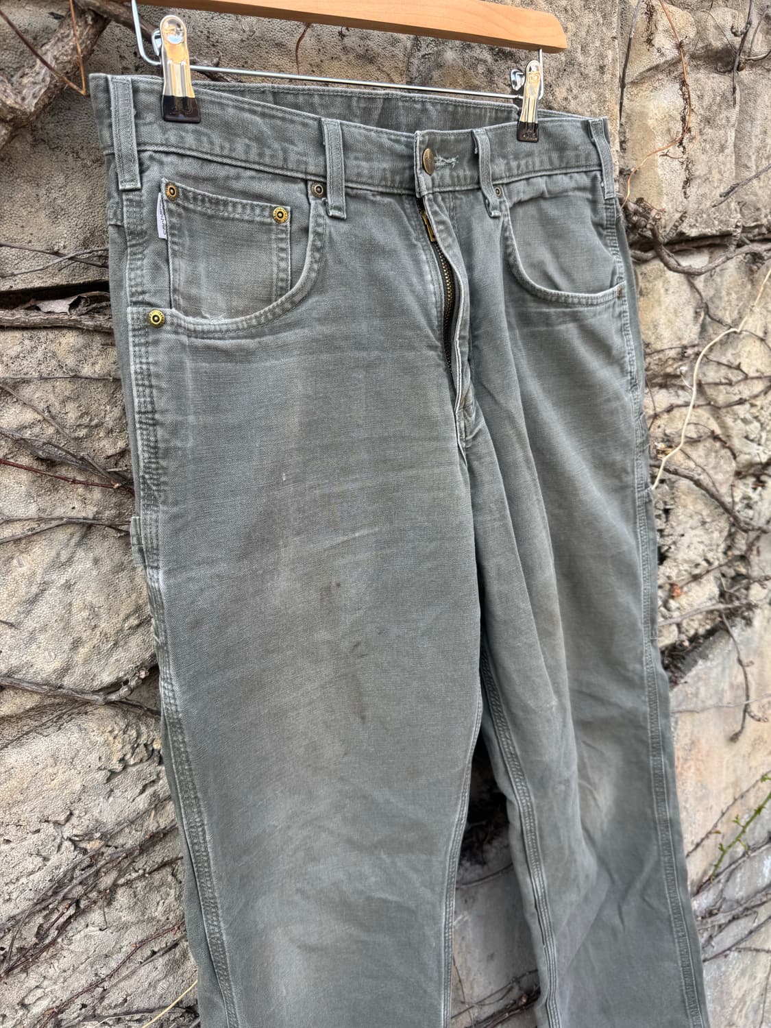 칼하트 빈티지 b159 다크 모스그린 카펜터 싱글니 워크 팬츠 상품이미지4