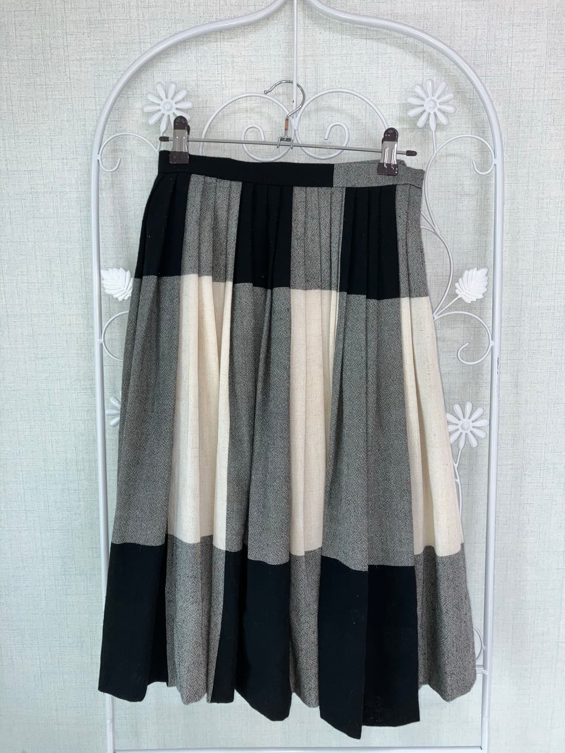 jpn vintage 블랙 그레이 체크 미디 스커트 y2k 스트릿 갸루  상품이미지2