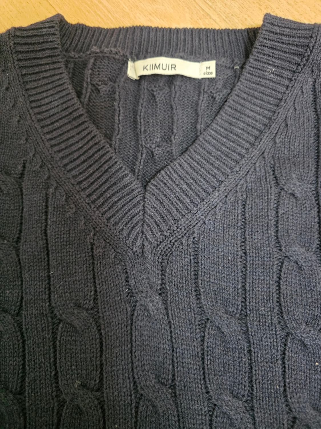 키뮤어 코튼 워셔블 브이넥 케이블 니트 M 상품이미지3