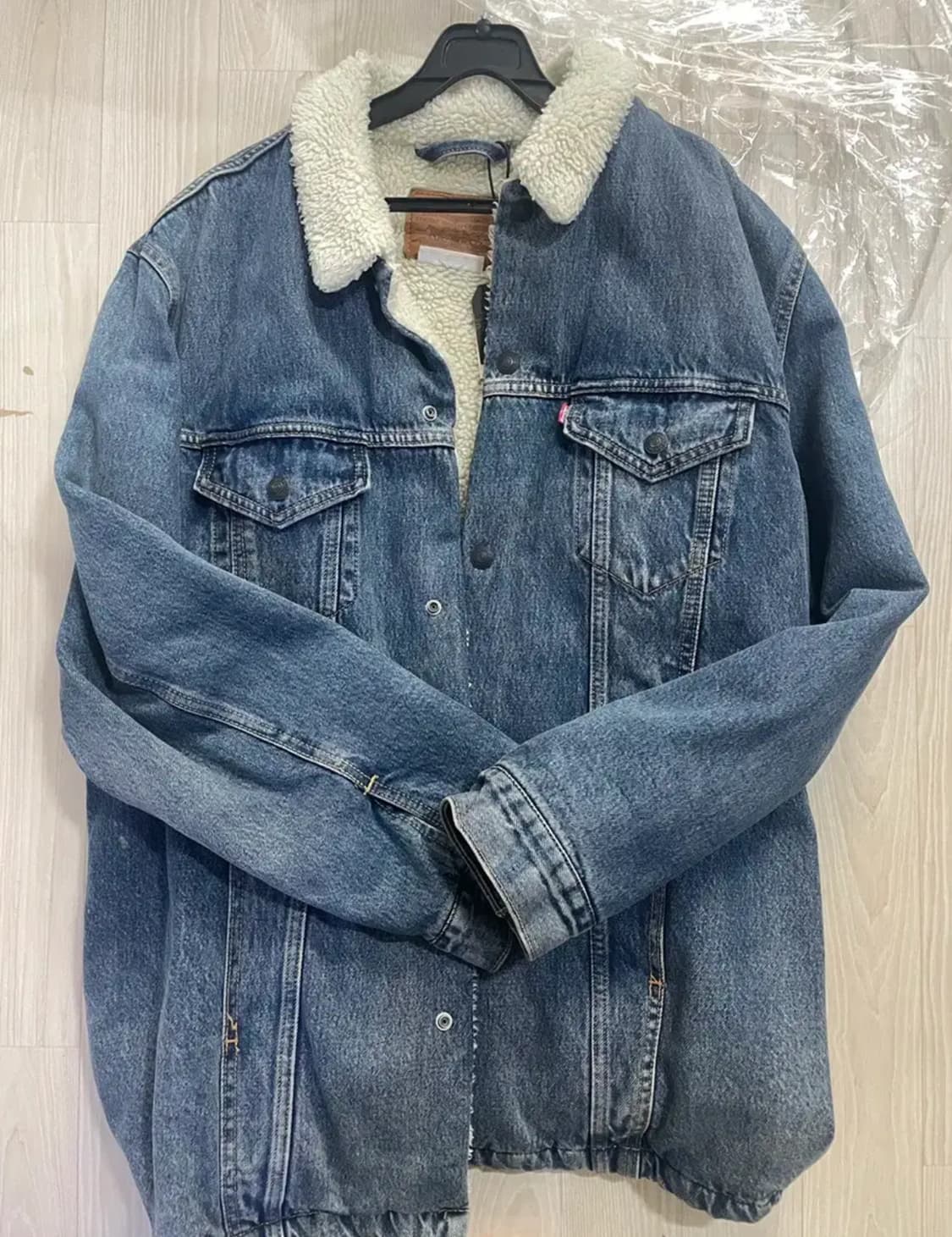 리바이스 털 청자켓 데님 자켓 롱자켓 새제품 L 상품이미지1