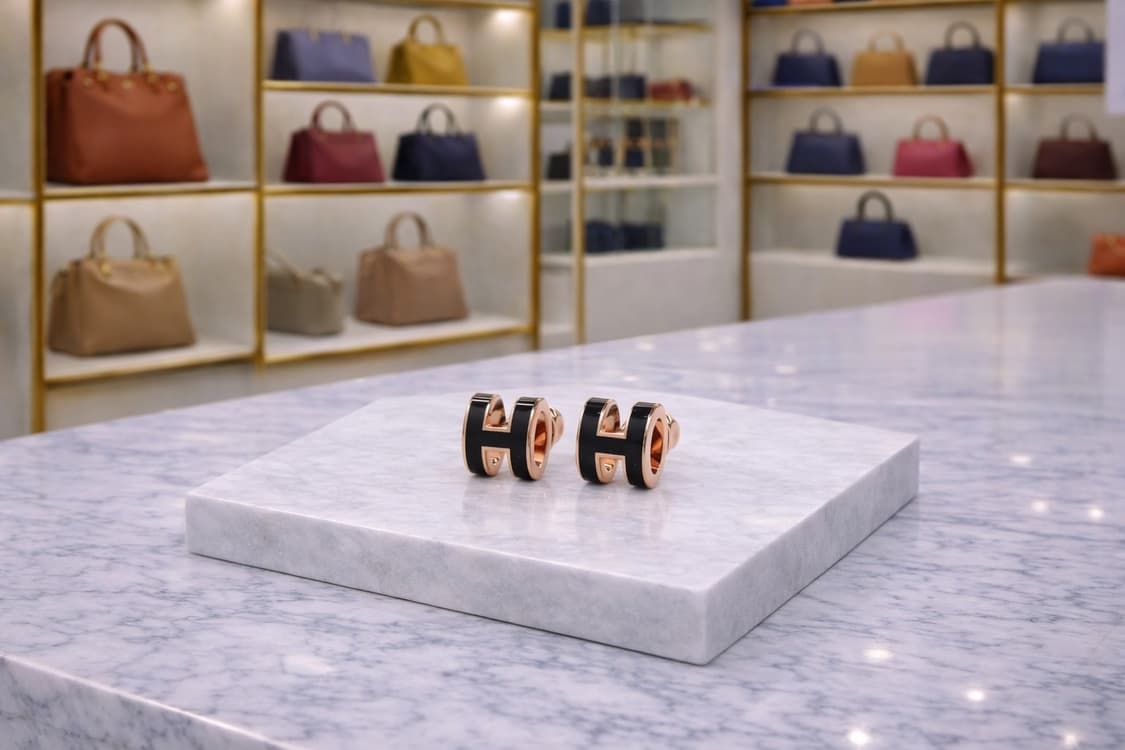 [세제품] 에르메스 미니 팝아슈 귀걸이 블랙 판매합니다!!! 상품이미지1