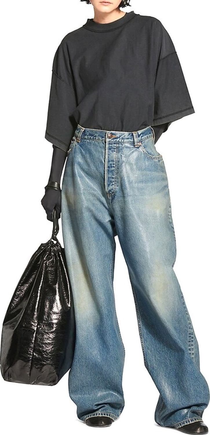 [S] 발렌시아가 코티드 라지배기 데님 팬츠 상품이미지1