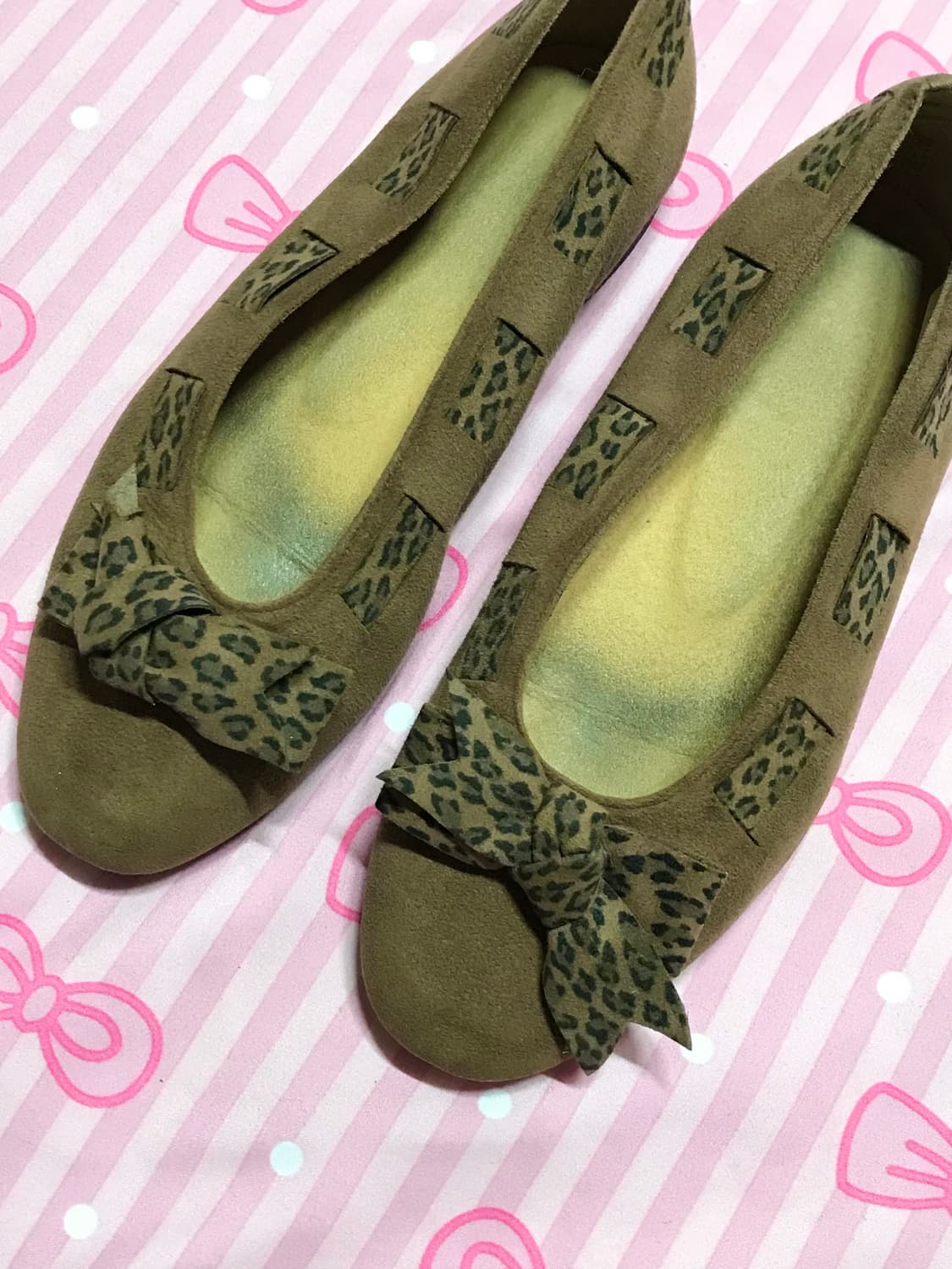 갸루 호피 리본 플랫슈즈 라떼갸루 상품이미지2