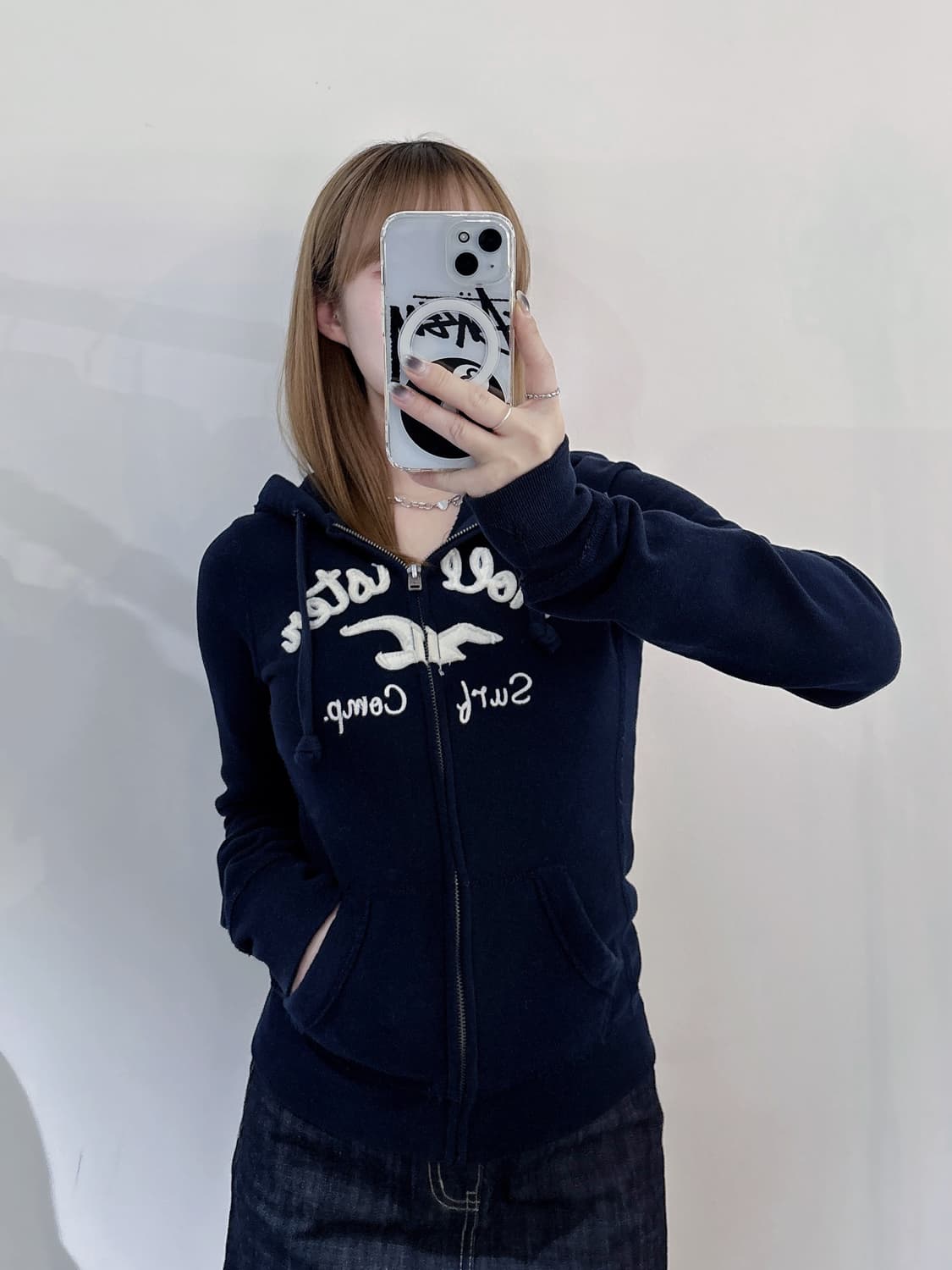 홀리스터 네이비 빅로고 후드집업 상품이미지1