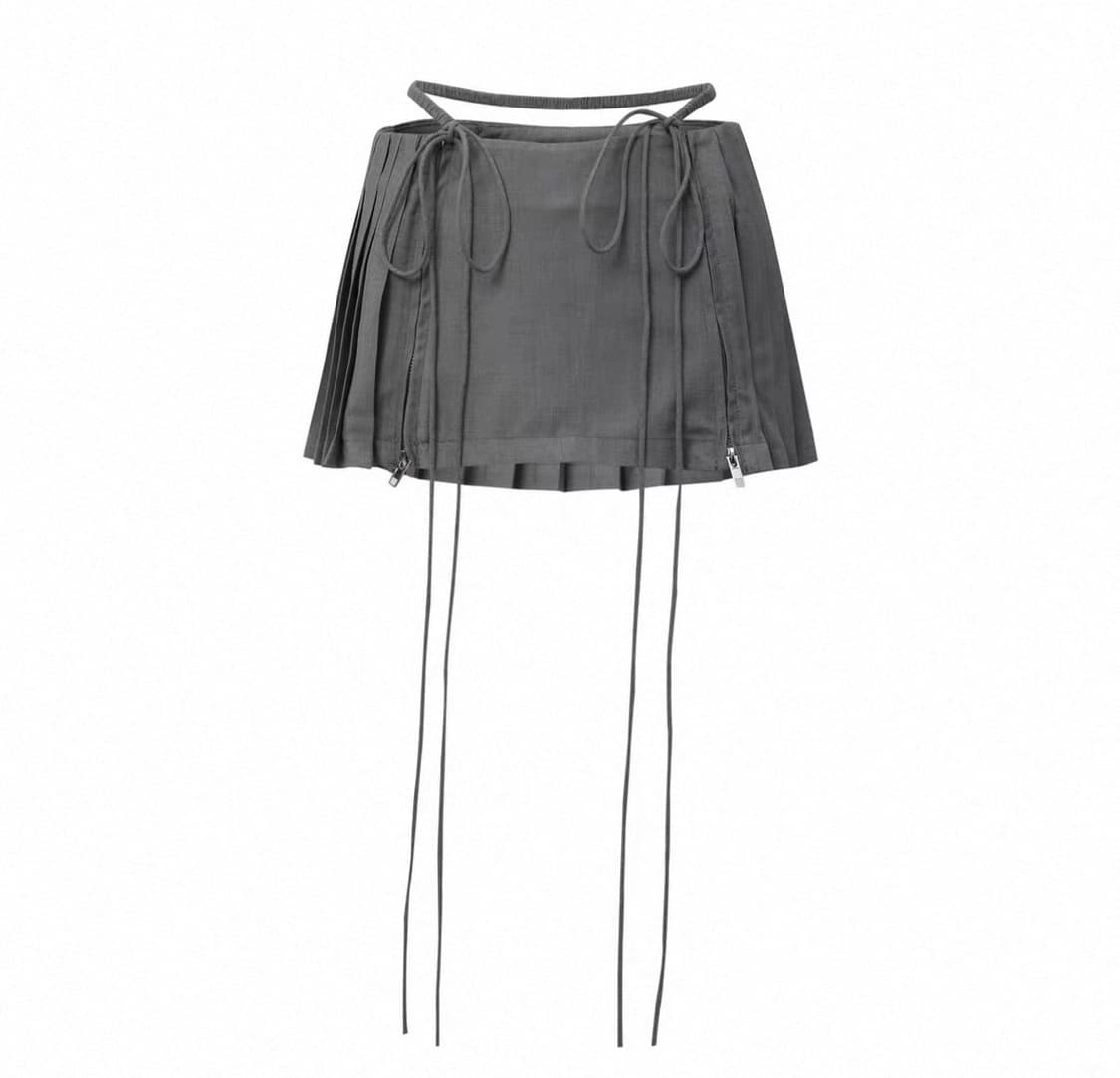 노드레스 로우 웨스트 미니스커트 그레이 M 상품이미지1