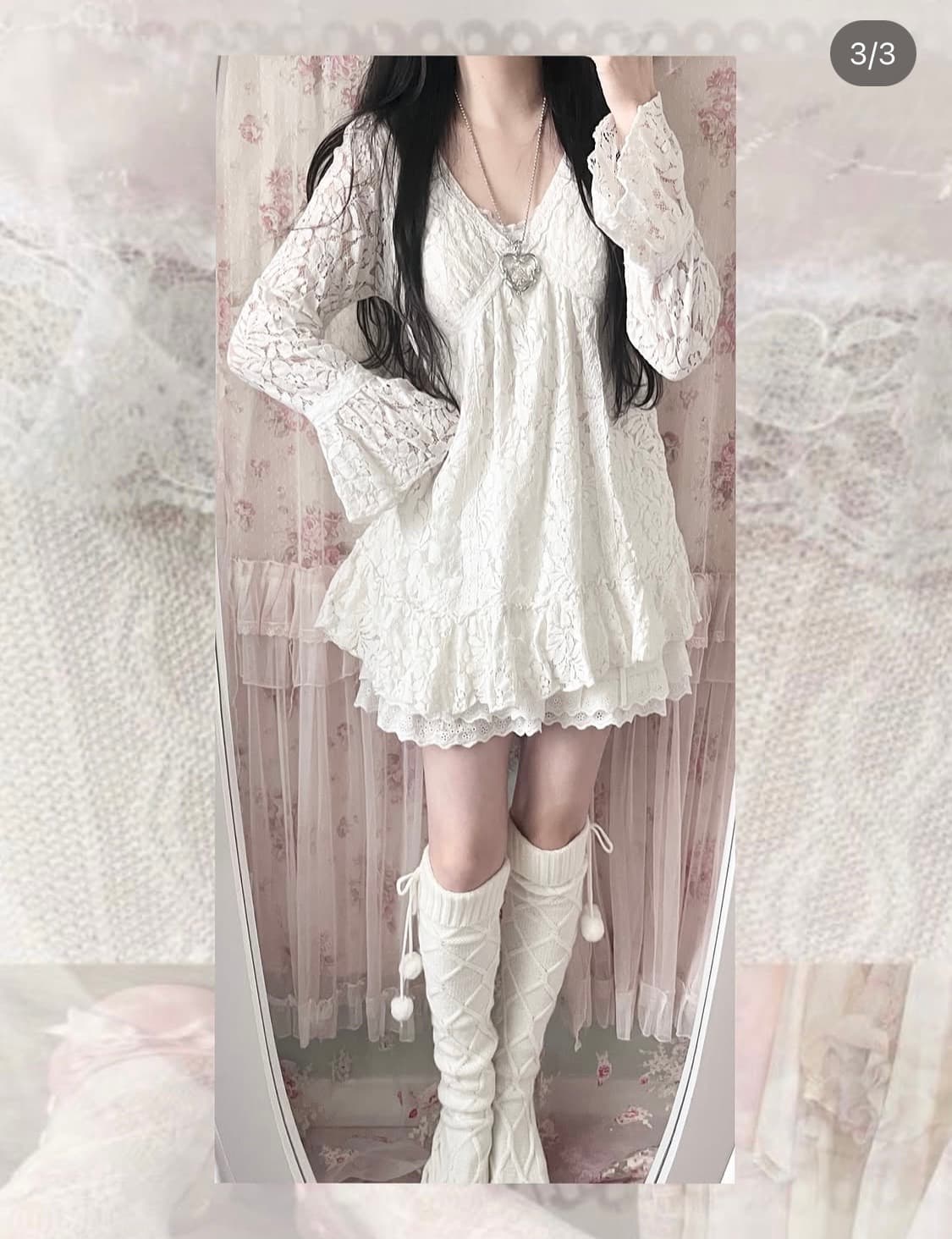 일브 페어리 레이스 블라우스 로걀탑 달천깔 엔젤코어레스트로즈 파뮤빈티지 상품이미지1