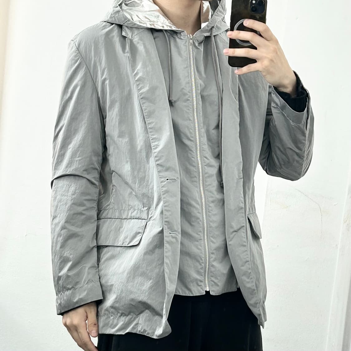 준지 20SS 리플렉티브 레이어드 후드 블레이저 자켓 상품이미지2