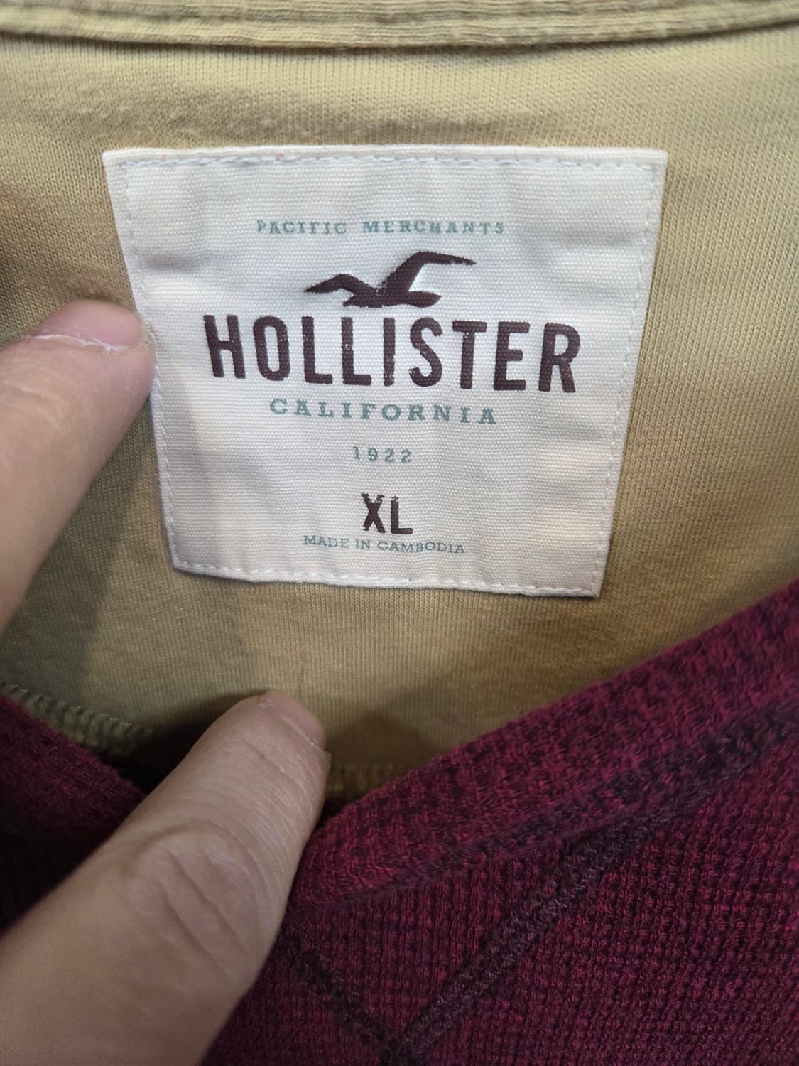 홀리스터 빈티지 와플 롱슬리브 긴팔 xl 버건디  상품이미지3