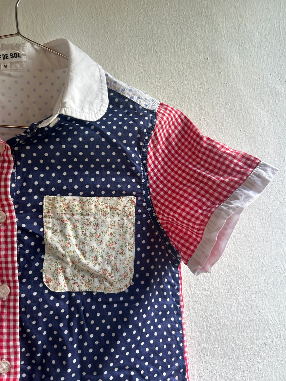 땡땡이 패치워크 셔츠 상품이미지3