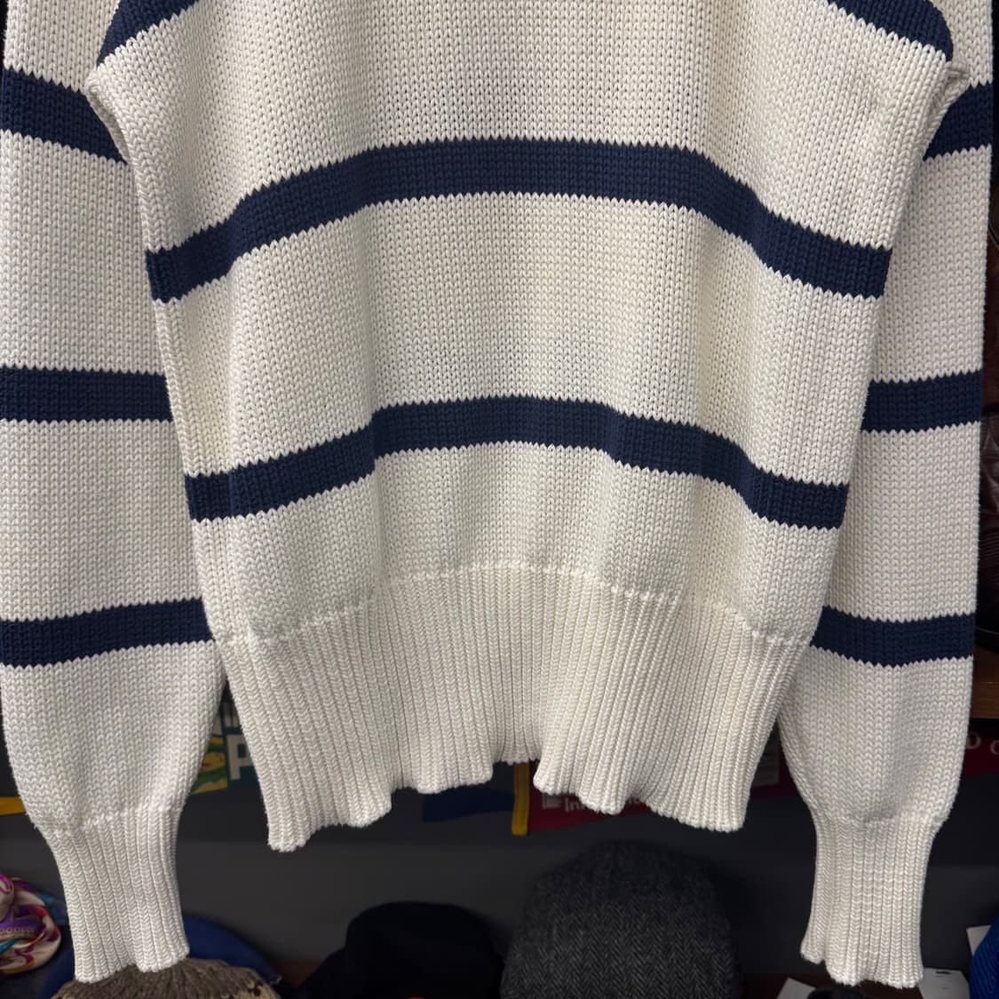 90s 폴로 랄프로렌 스틱 로고 스트라이프 프레피 헤비 니트 N232 상품이미지4