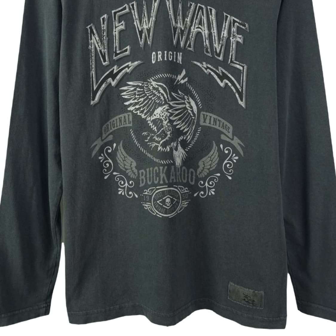 [버커루] 빈티지 가공 그래픽 프린팅 롱슬리브 긴팔티 챠콜 M18622 상품이미지5