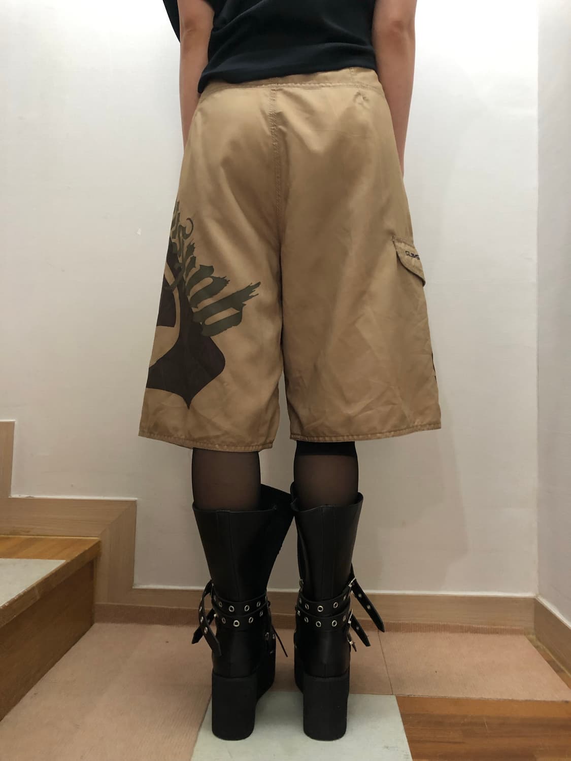 빈티지 베이지 펑크 버뮤다 팬츠 상품이미지2