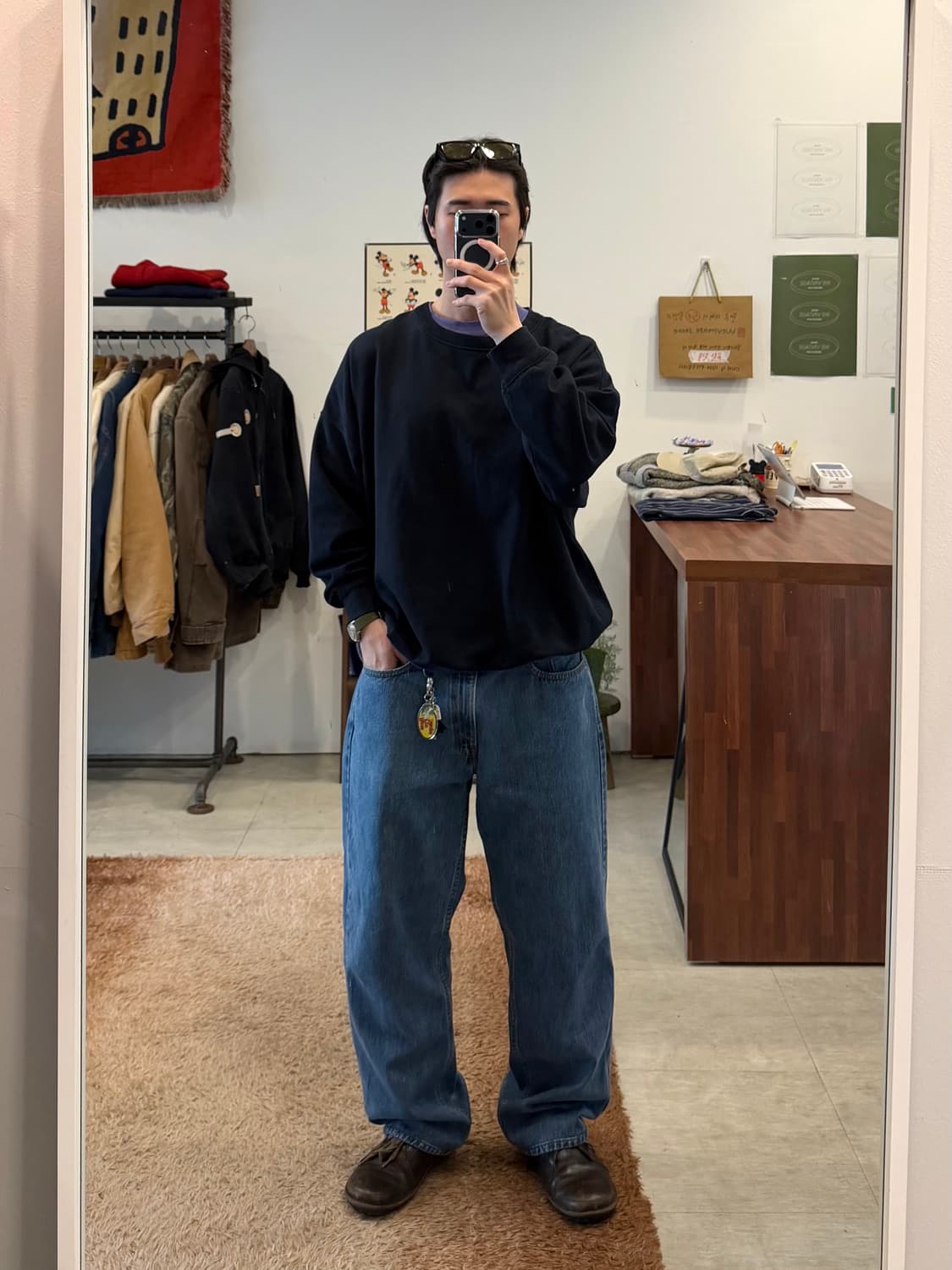 90s Carlton 빈티지 플레인 스웻 셔츠 (made in USA) 상품이미지2