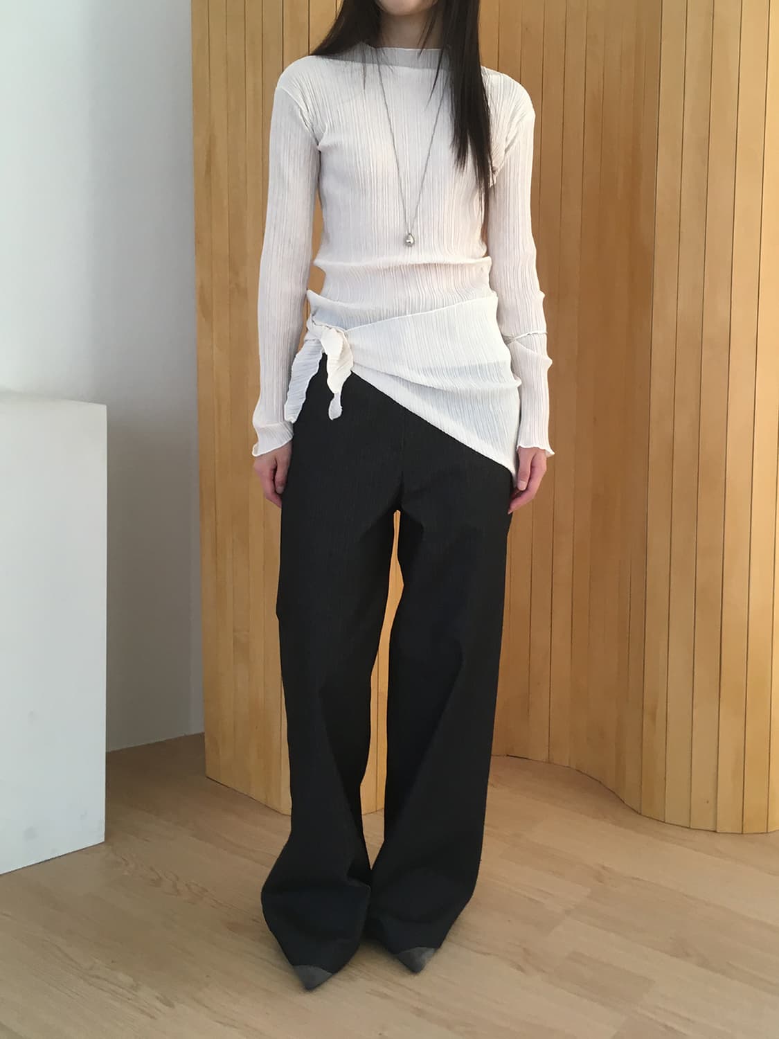 미엔느 mienne 마르 헤링본 와이드팬츠 상품이미지6