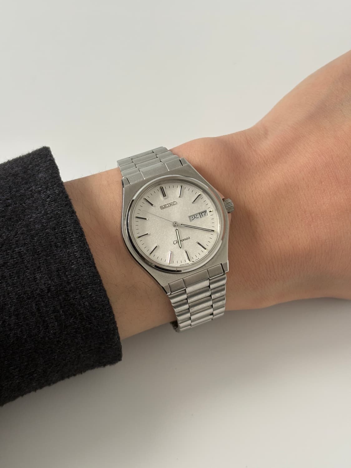 1980년대 Chronos 스노우 플레이크 다이얼 실버 쿼츠 남성  상품이미지8