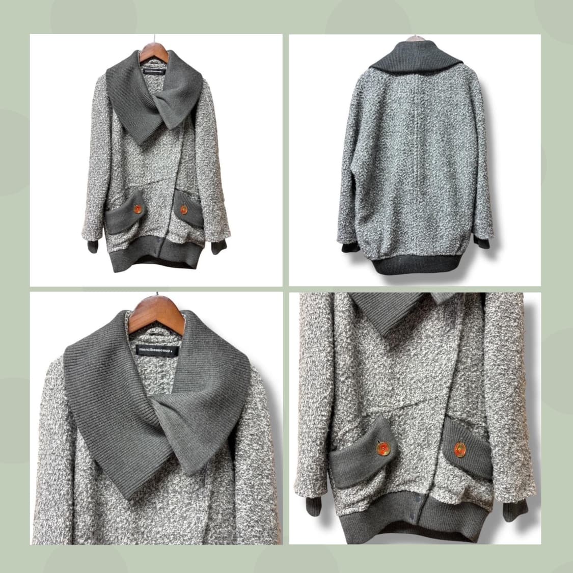 메르시보꾸 와이드카라 보카시 니트 점퍼 상품이미지10