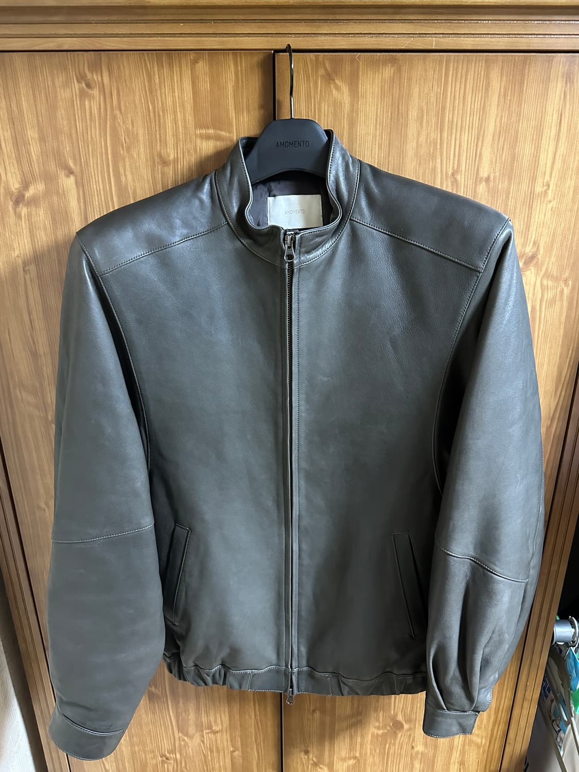 아모멘토 램스킨 레더 블루종 M사이즈 판매 상품이미지2