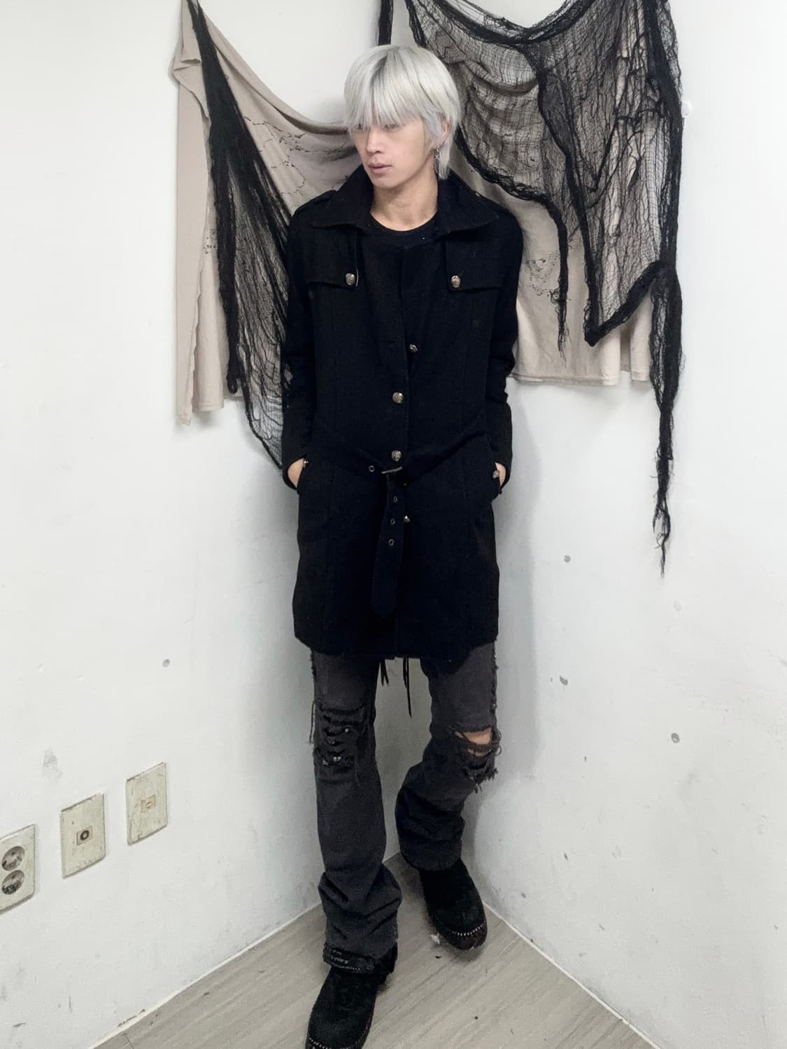 [IN THE ATTIC]Minimal Mood Black Coat 상품이미지2