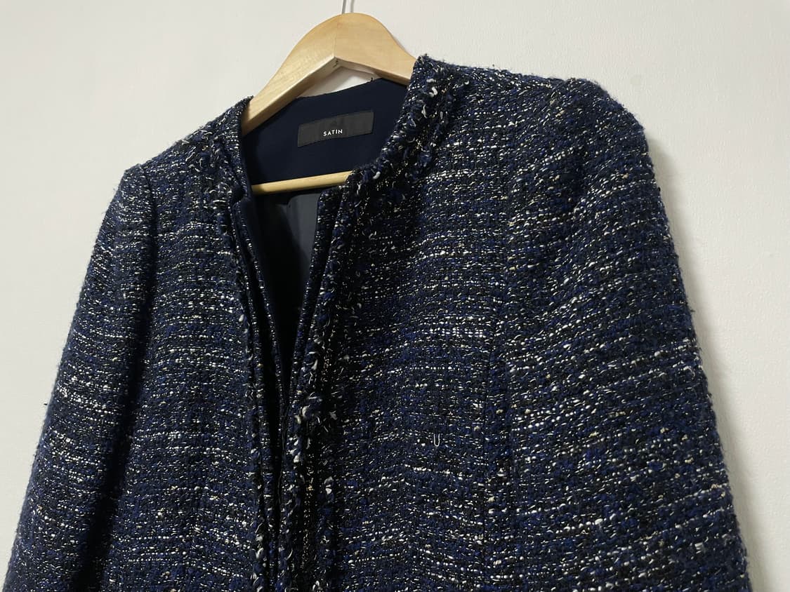 (55-66) SATIN 샤틴 트위드 롱 자켓 상품이미지2