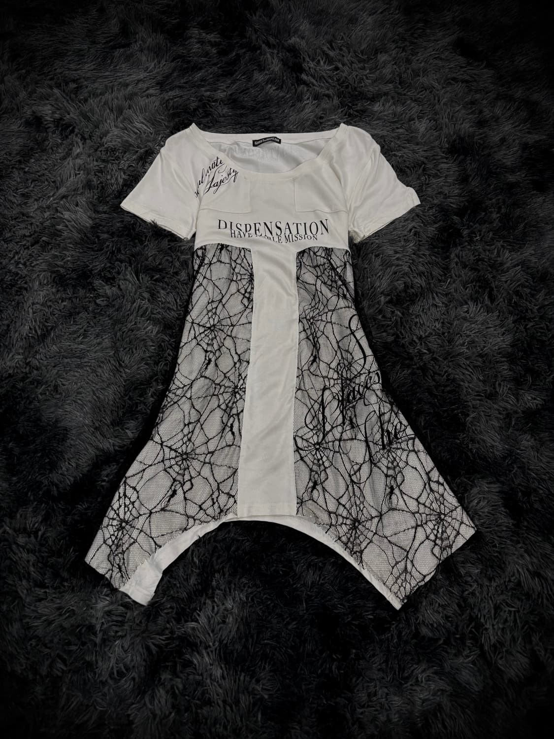 Ghost of Harlem 거미줄 레이스 펑크 반팔 티셔츠 상품이미지1