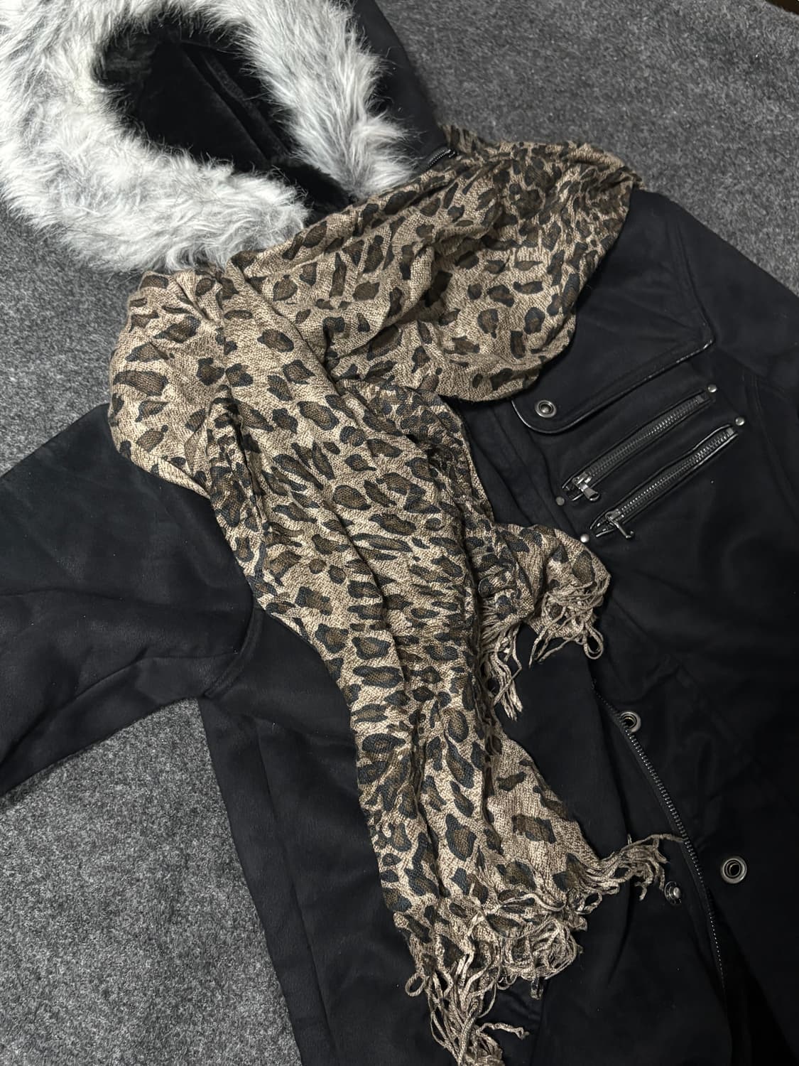 Vintage y2k punk Leopard muffler 상품이미지2