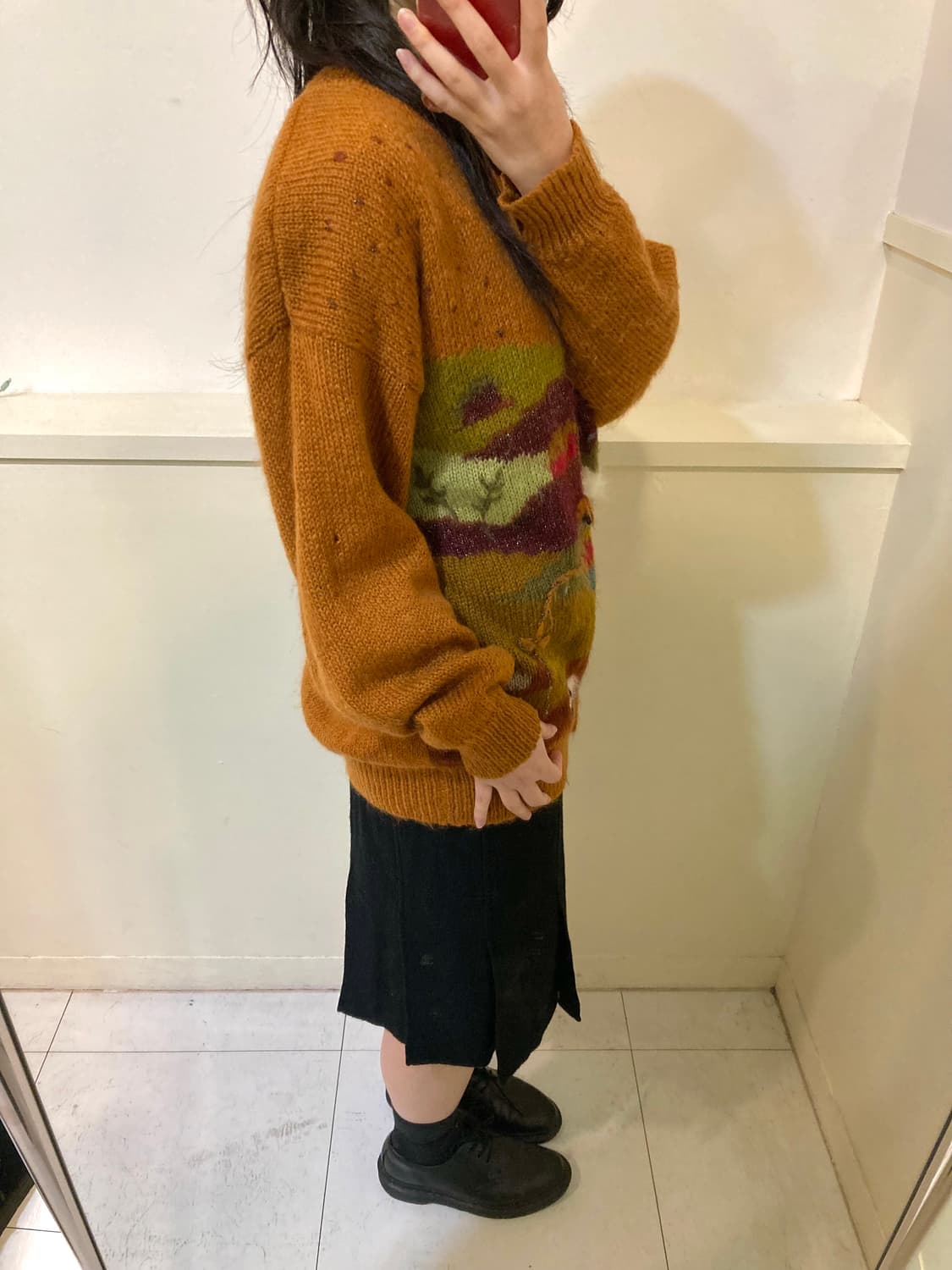 빈티지 브라운 패턴 오버핏 가디건 상품이미지9