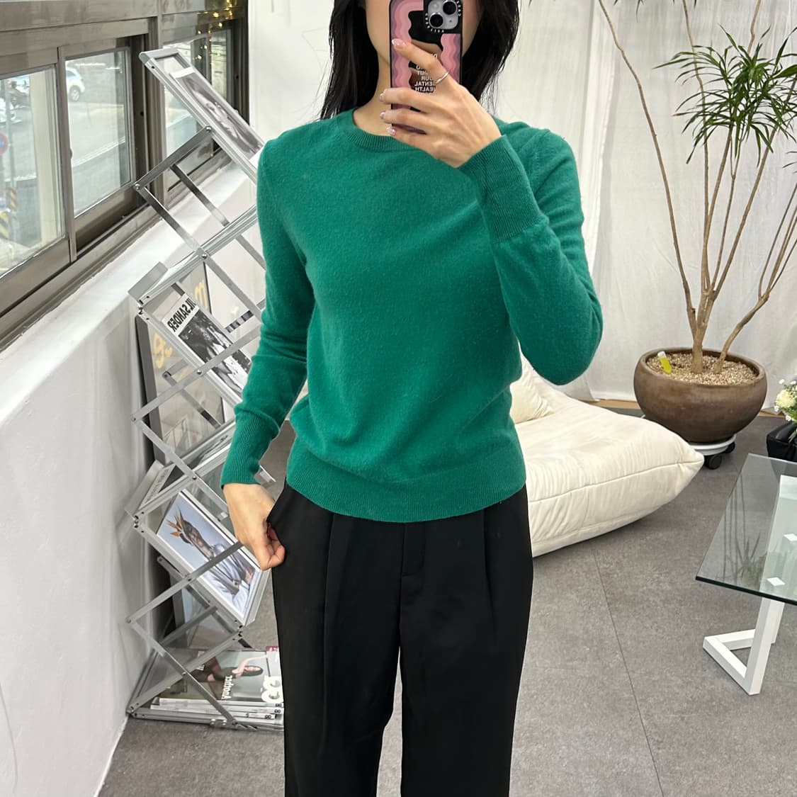 유니클로 그린 니트티셔츠 상품이미지2