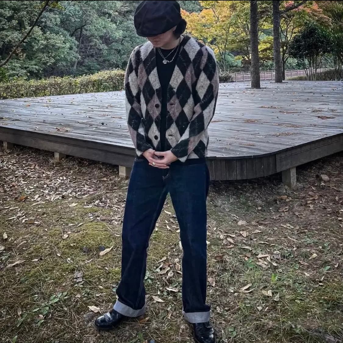 글래드핸드 갱스터빌 아가일 체크 가디건 M사이즈 상품이미지4