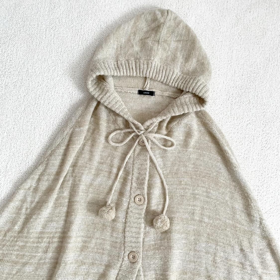 뮤트브라운 보카시 폼폼이 후드케이프 상품이미지2