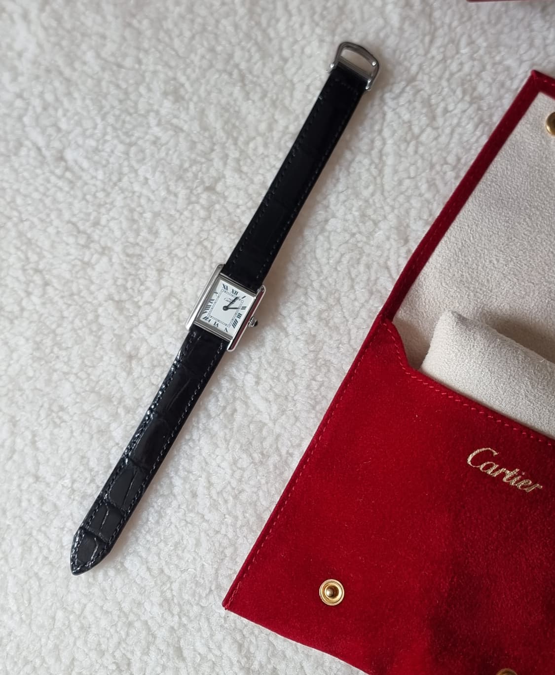 까르띠에 빈티지 탱크머스트 S 블루로만 화이트다이얼 디버클 여성시계 02 상품이미지6