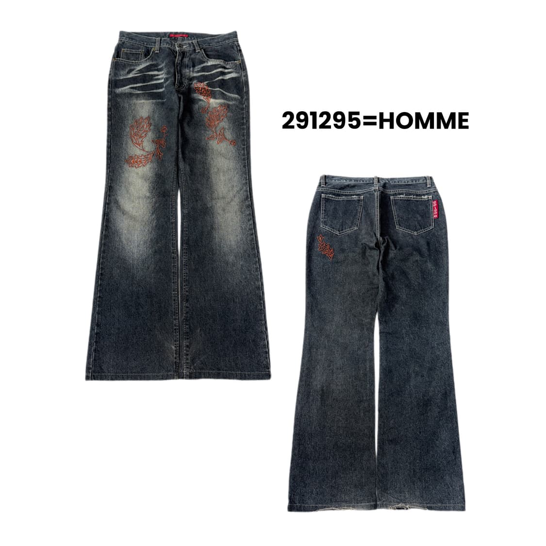 291295=HOMME 제팬 자수 부츠컷 워싱 데님팬츠 상품이미지1