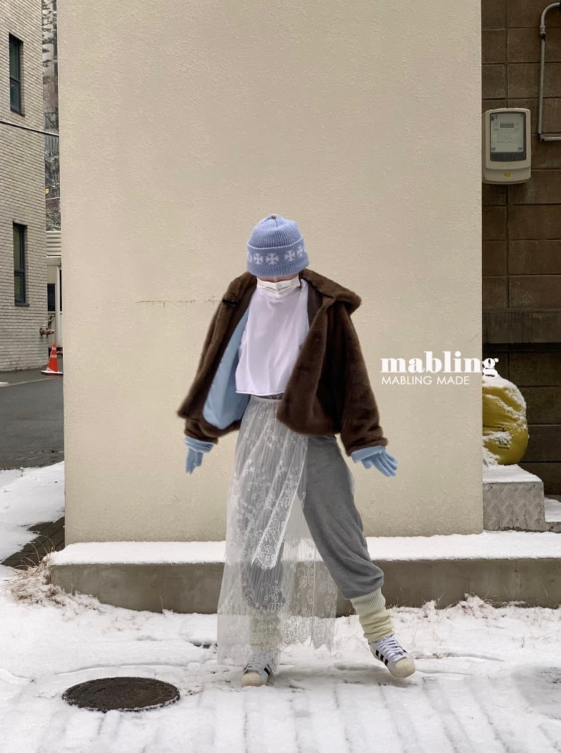 마블링 후드 퍼자켓 상품이미지2