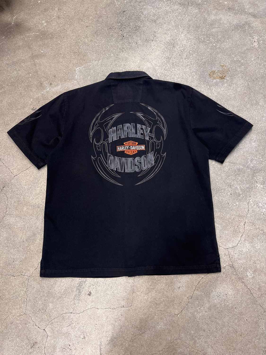 00‘s 할리데이비슨 빈티지 자수 반팔 워크셔츠 상품이미지2