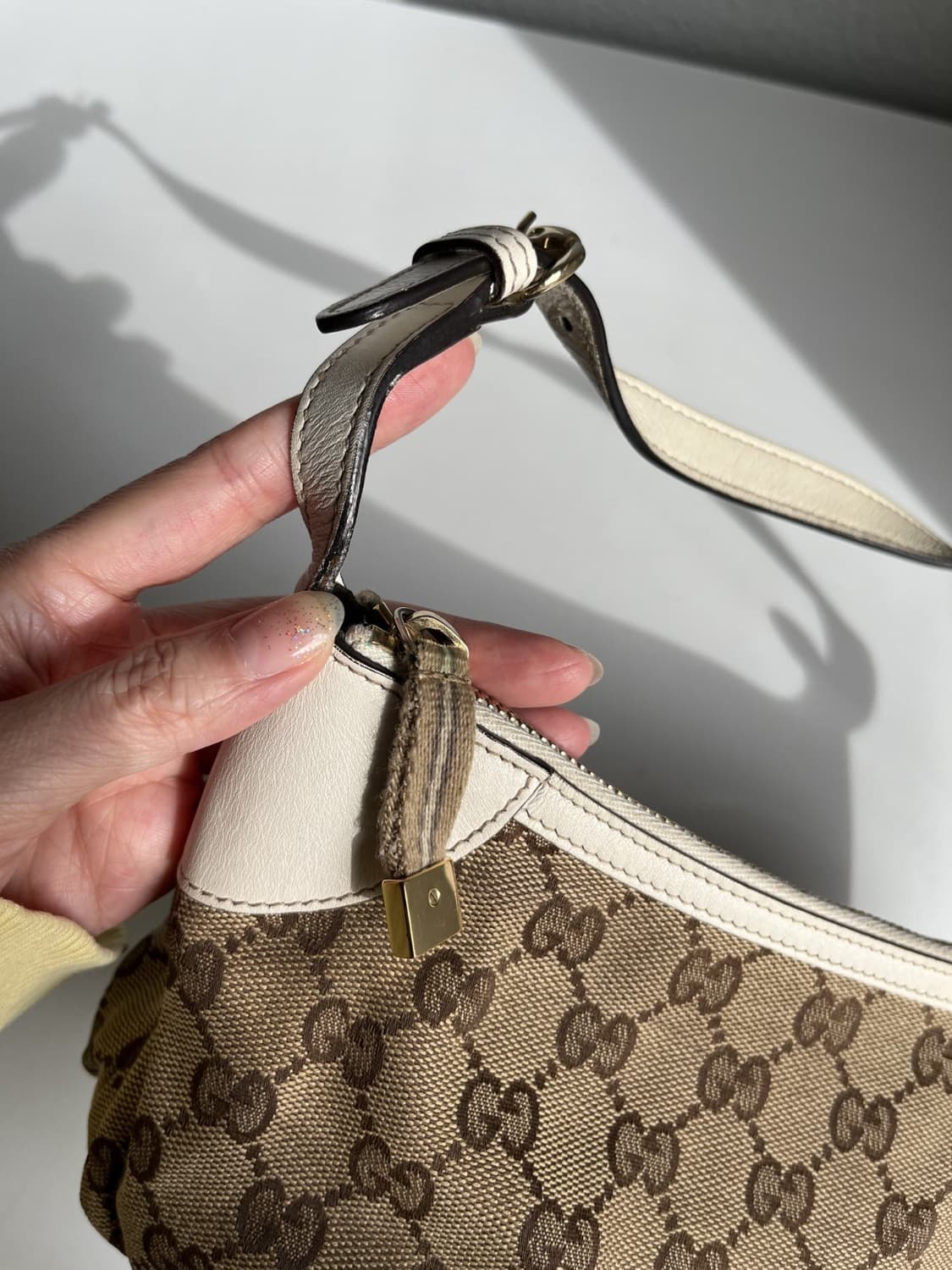 00s 구찌 빈티지 GG 시마 바게트 숄더백 베이지 상품이미지2
