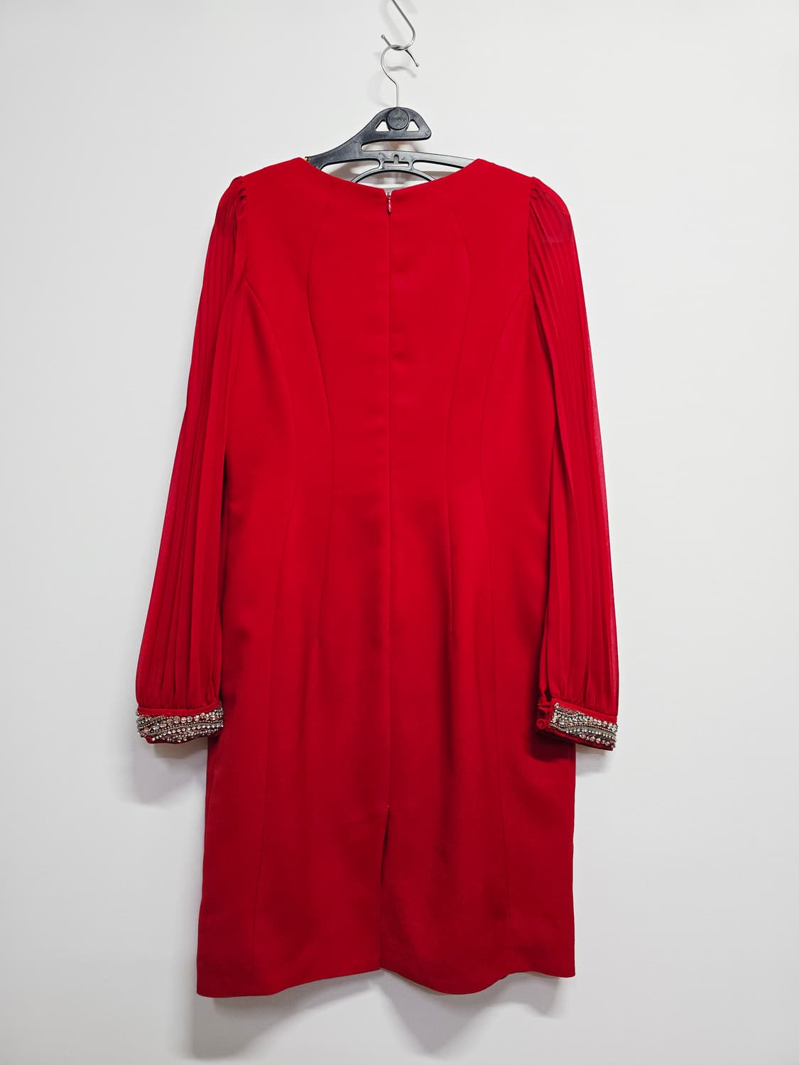 미니멈 레드 롱 슬리브 원피스 큐빅 장식 상품이미지4