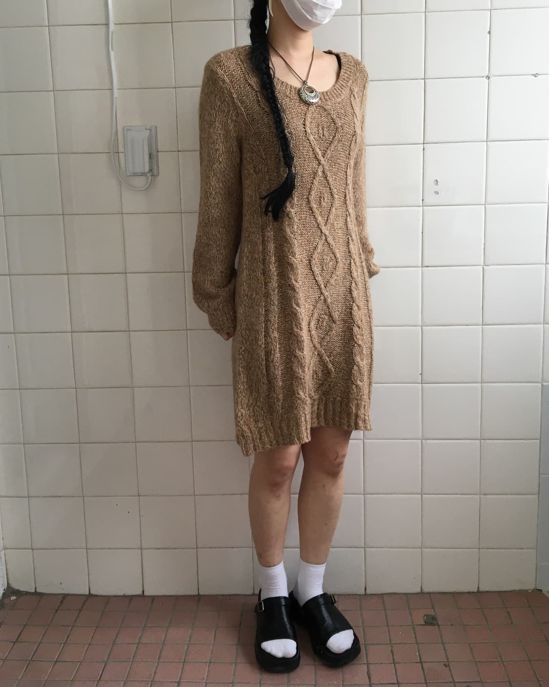 Cable pattern knit onepiece 상품이미지5