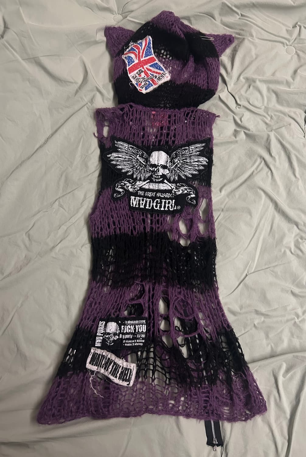 매드펑크 고양이 니트 집업 상품이미지4