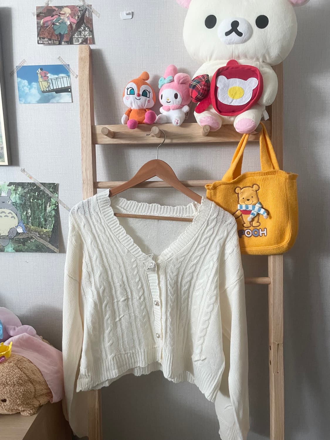 모리걸 빈티지 엑시즈팜 가디건 체크스커트 set🤍🤎 상품이미지2