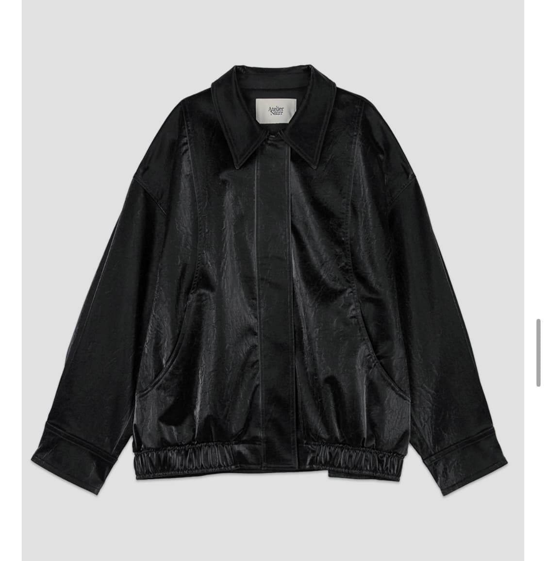 아틀리에나인 오버핏 글로시 버튼 블루종 가죽 자켓 상품이미지1