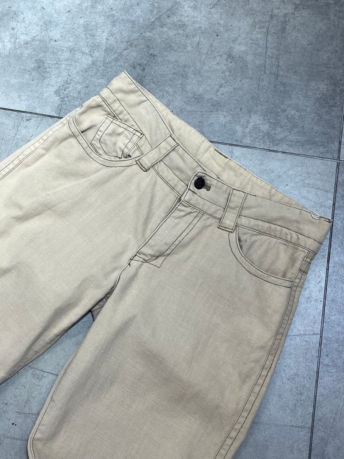 Drug store 박쥐 돼지 자수 베이지 코튼 와이드  팬츠 상품이미지10