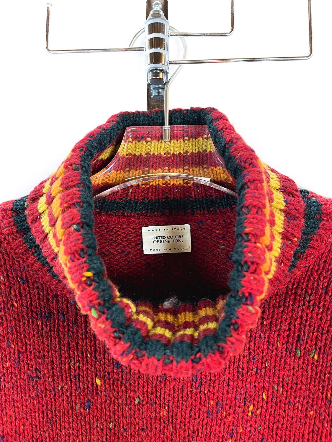 90's 베네통 헤비울 패치워크 스웨터 상품이미지5
