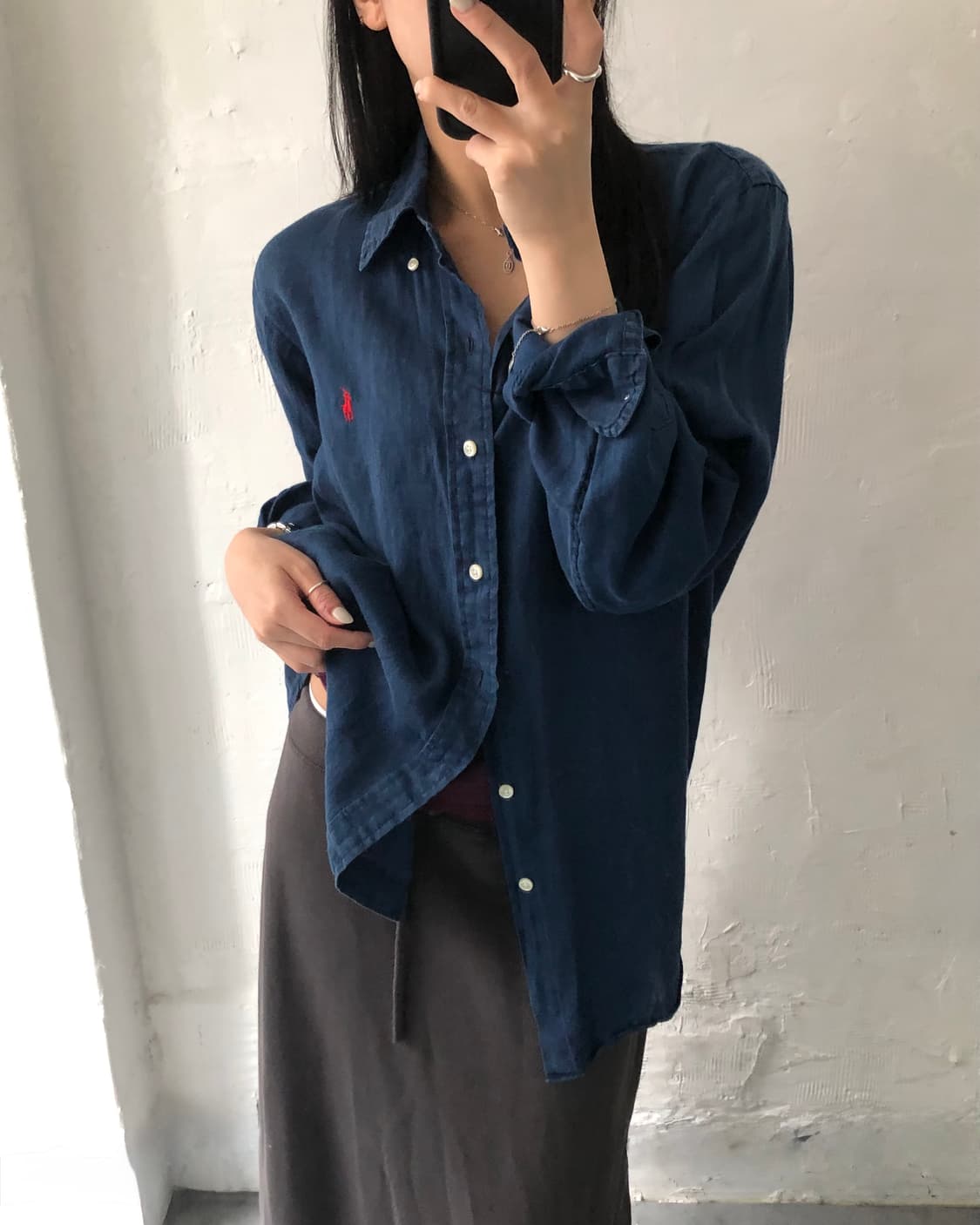 Polo 폴로 랄프로렌 신형 레드포니 네이비컬러 린넨 셔츠 상품이미지3