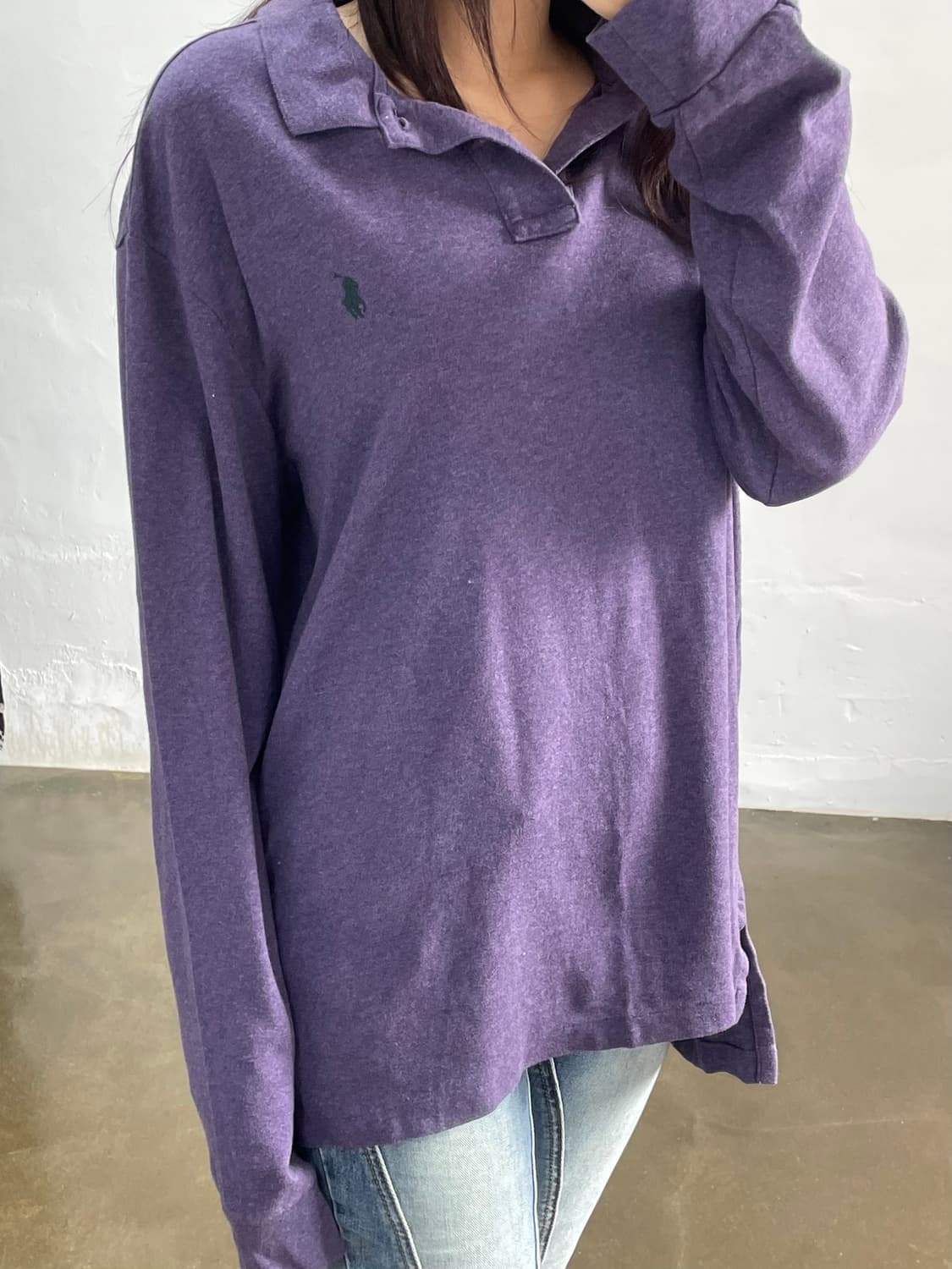 폴로 랄프로렌 퍼플 XXL 긴팔 카라티 상품이미지2