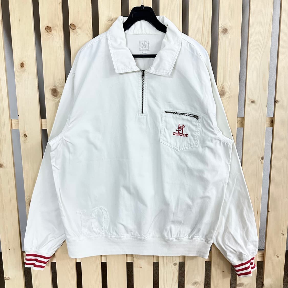 (L) 아디다스 화이트 반집업 맨투맨 상품이미지1