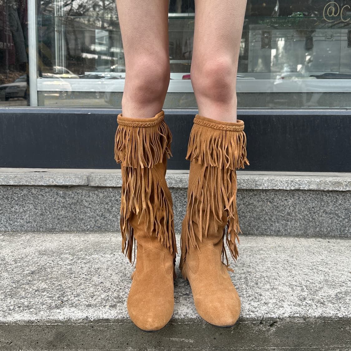 00s 샘 에델만 스웨이드 프린지 포인트 부츠 상품이미지1