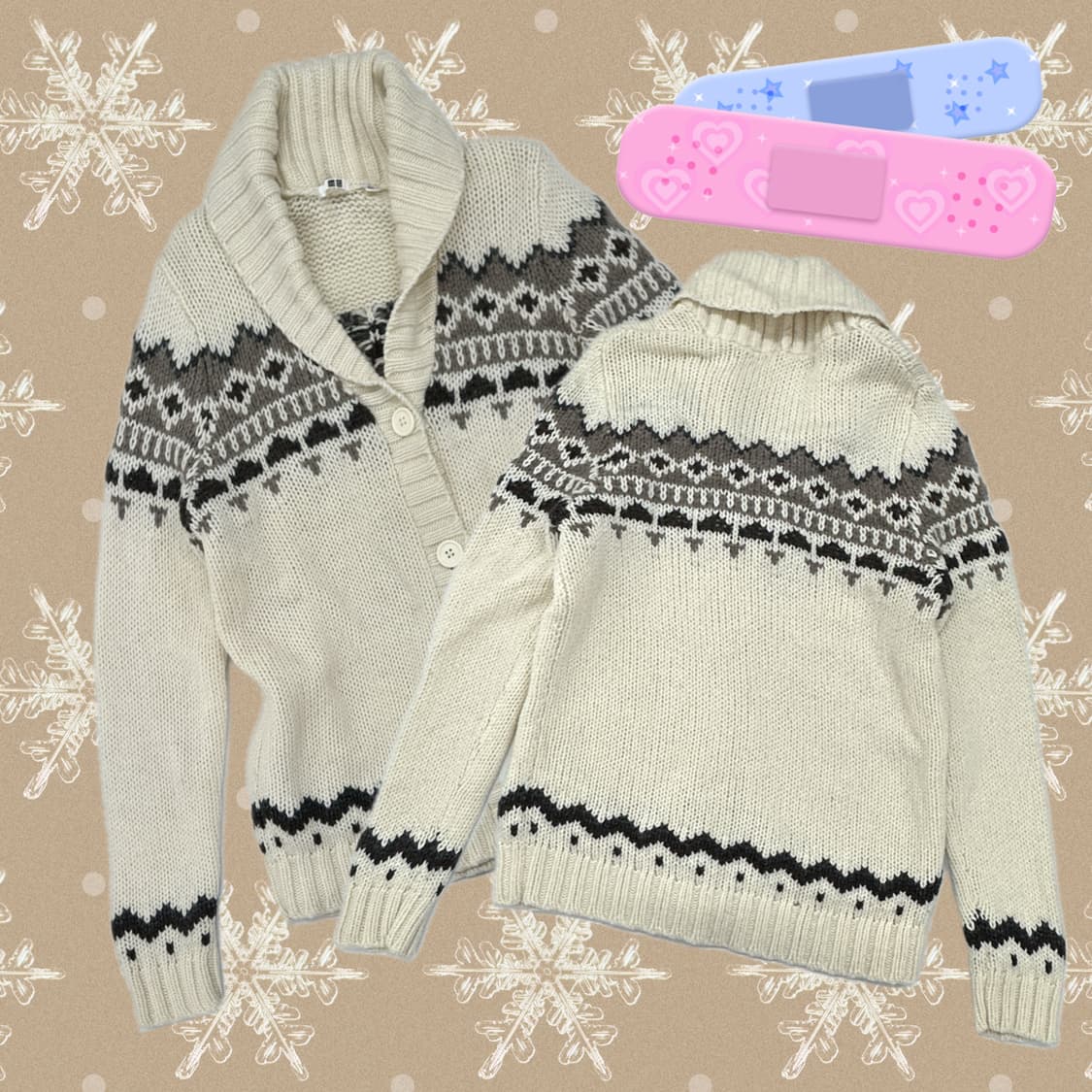 [아야마켓] 겨울 눈꽃 가디건 재팬 유니클로 그런지 히피 에스닉 상품이미지1