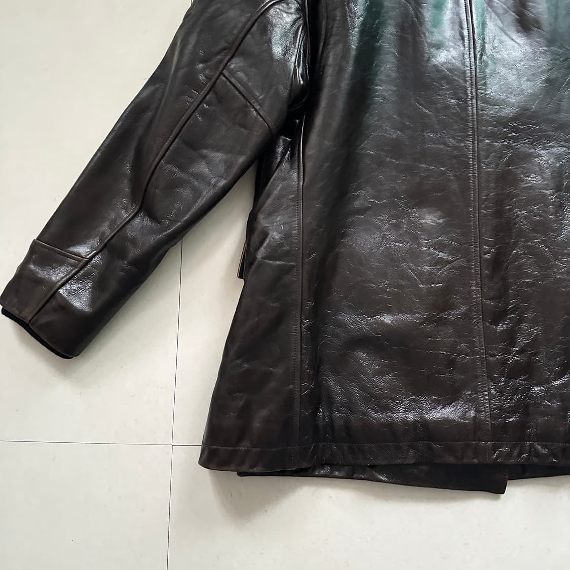 90s 폴로 진스 랄프로렌 레더 가죽 피코트 (M) 상품이미지9