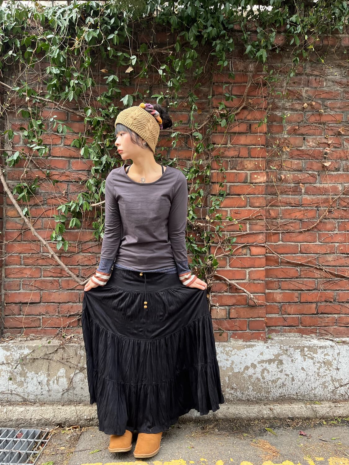 데일리 무드 블랙 롱 스커트 상품이미지1