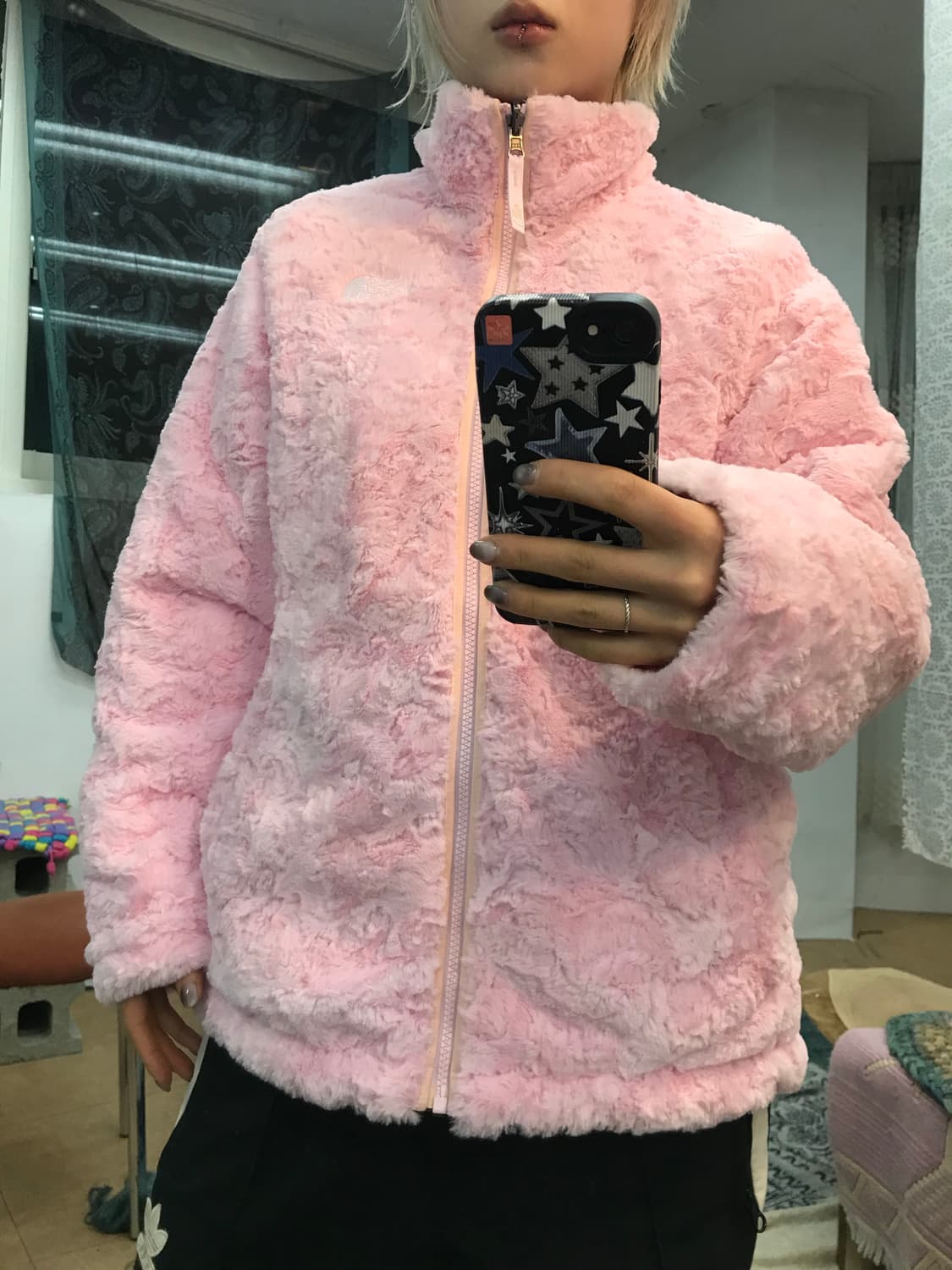 노스페이스 여성 핑크 리버시블 후리스 경량패딩  상품이미지2