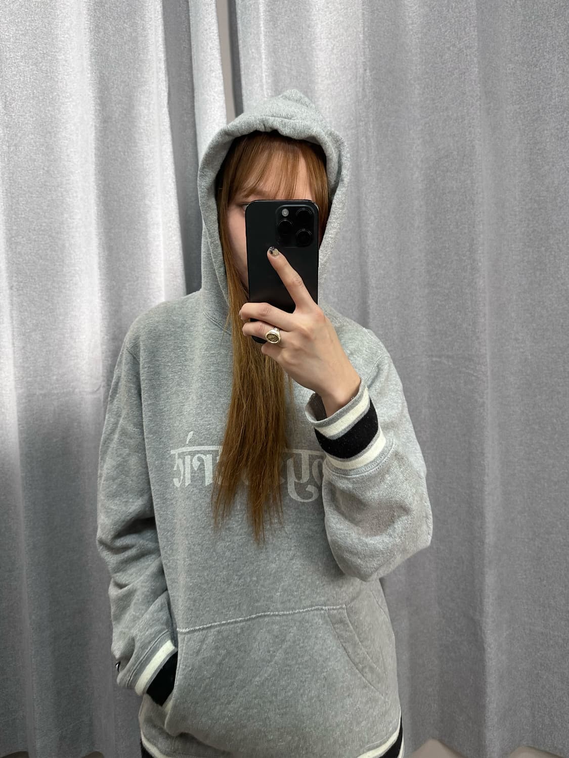 [정품]히스테릭글래머 타이포 리브 로고 후드티 그레이 상품이미지5